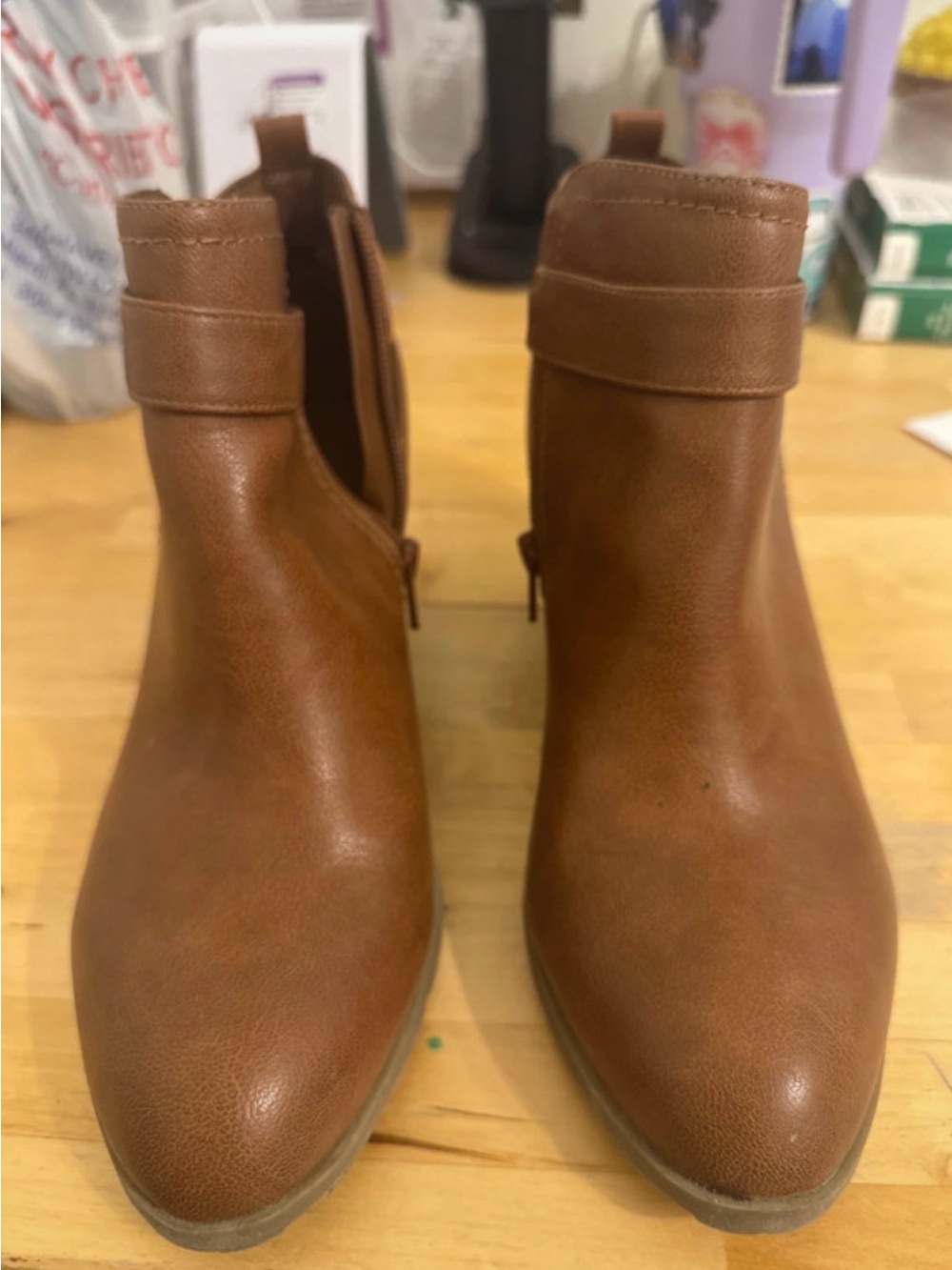 Indigo Tan Chelsea-Style Ankle Booties